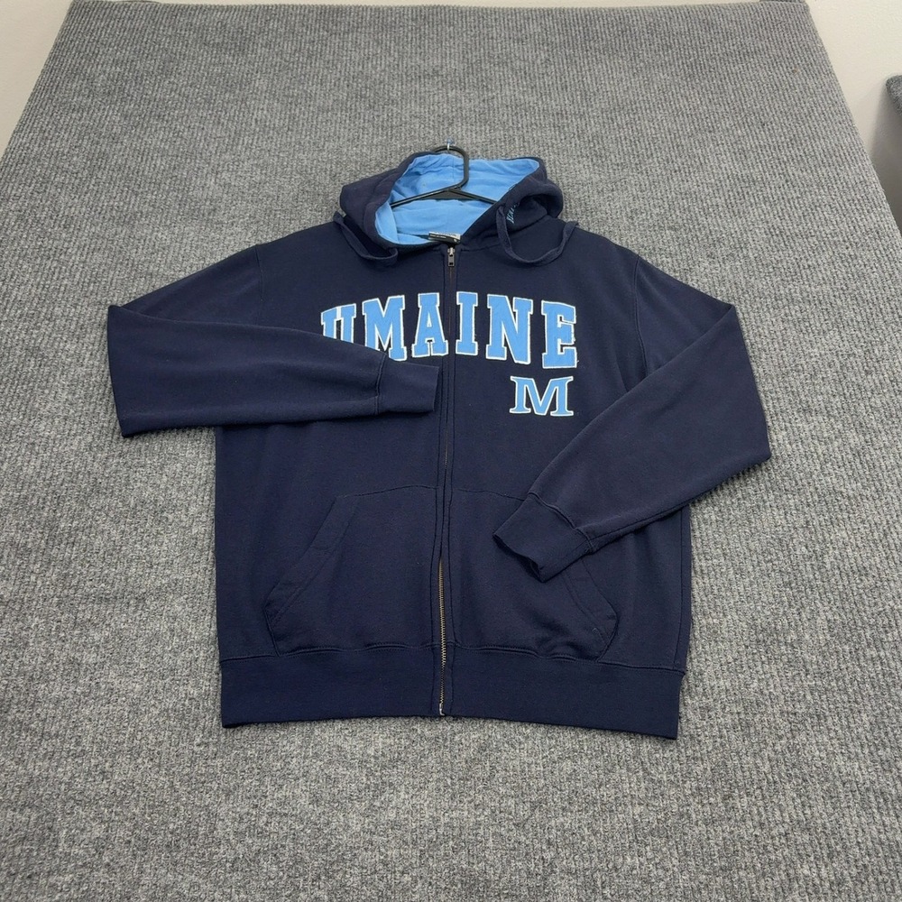 UMaine Stadium Athletics Zip Hoodie Mens S Navy Cotton Poly Collegiate Sporty